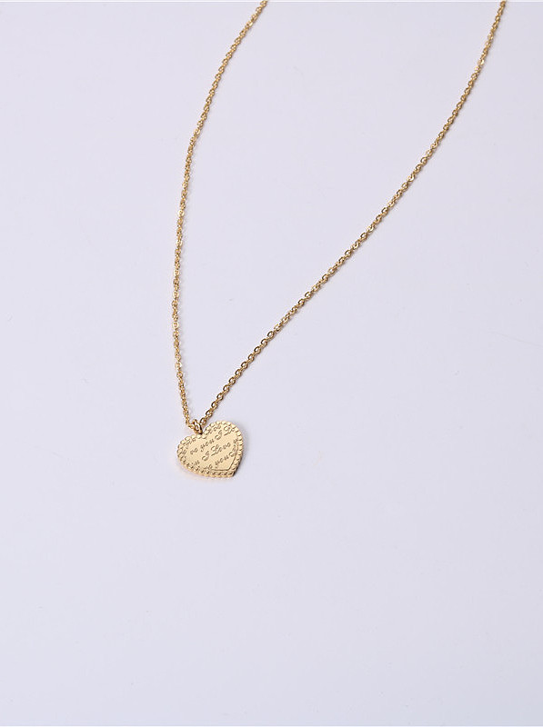 Colares de monograma de coração de titânio com banhado a ouro simplista