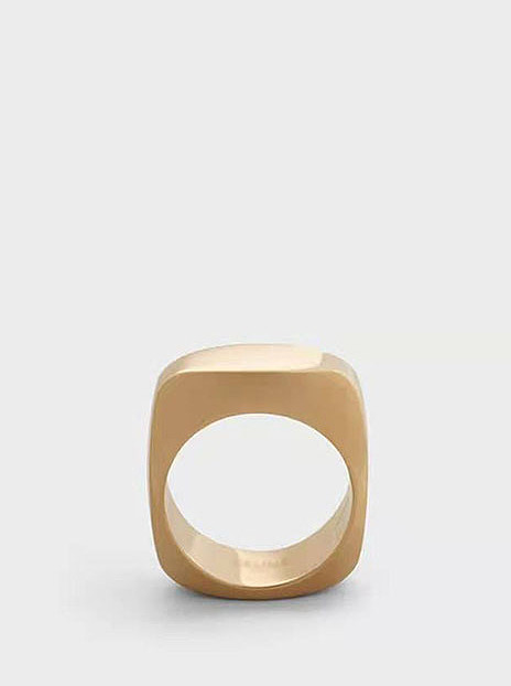 Titanium With Gold Plated Simplistic Hollow Geometric Band Rings
