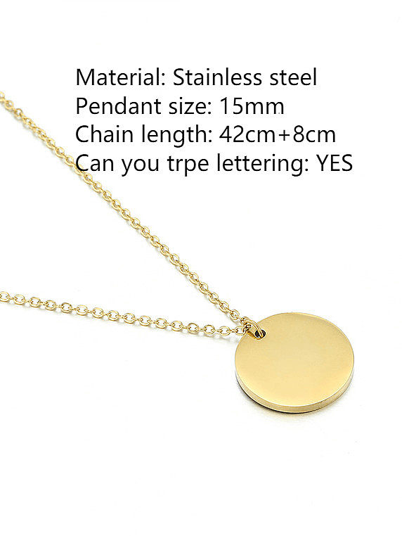 Titanium Steel Minimalist Laser Round Pendant Necklace
