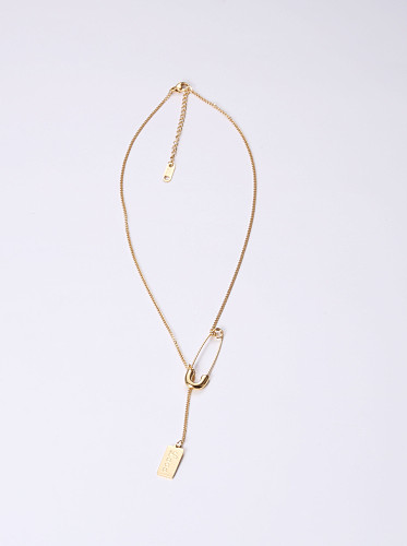 Titanium With Gold Plated Simplistic Geometric Pin Necklaces