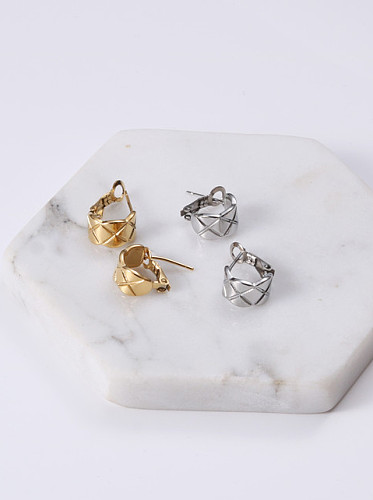 Titanium With Gold Plated Personality Geometric Stud Earrings
