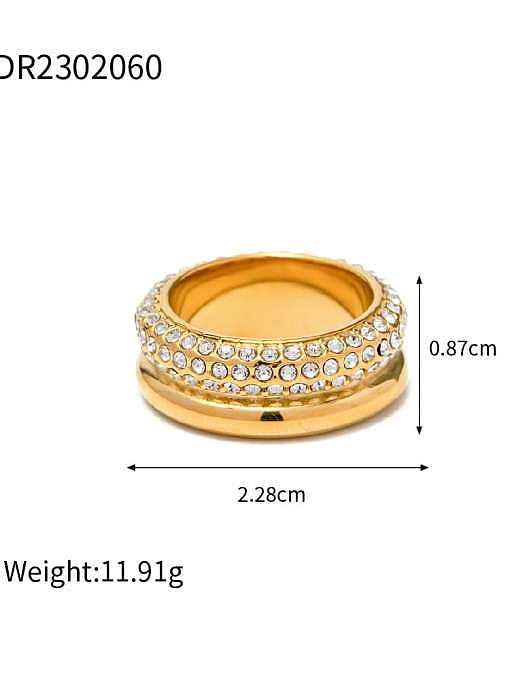 Bague Empilable Minimaliste Géométrique Strass Acier Inoxydable