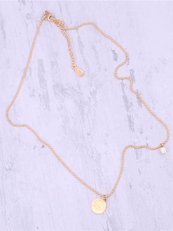 Collier minimaliste rond en acier titane avec strass