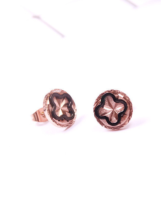 Flower-shape Rose Gold Plated Stud Earrings