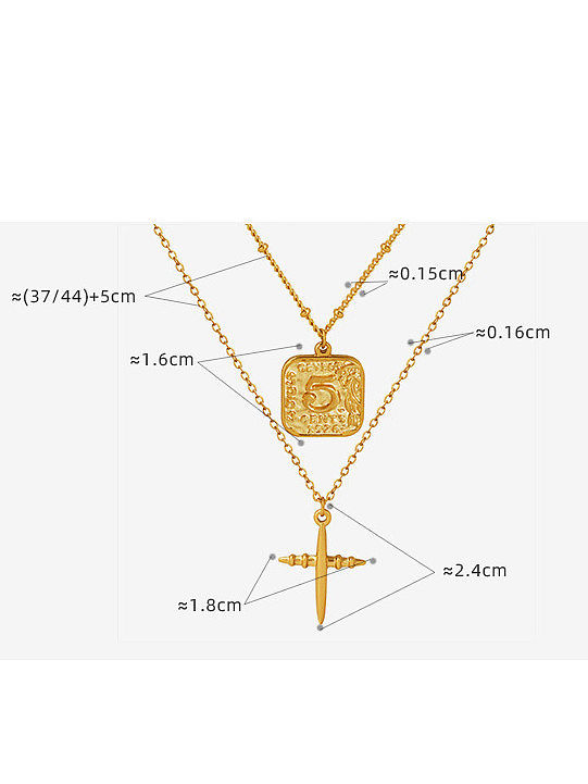 Minimalistische mehrsträngige Halskette aus Titanstahl mit Kreuz