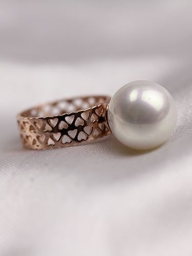 Hollow Heart Artificial Pearl Ring