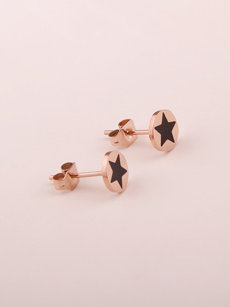 Round Shaped Star Pattern Stud Earrings