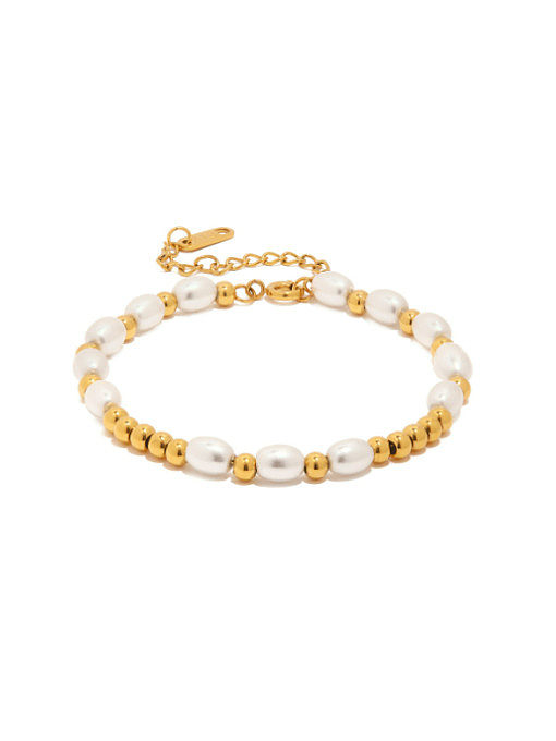 Bracelet en perles d'imitation géométrique minimaliste en acier inoxydable