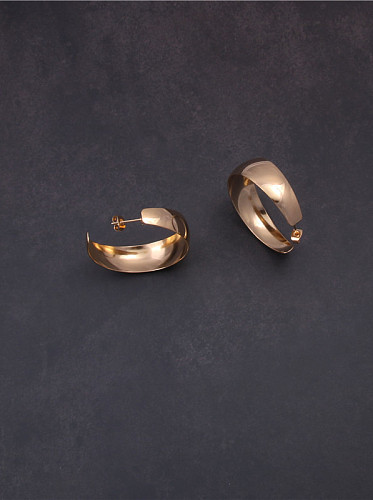 Titanium With Rose Gold Plated Simplistic Geometric Hoop Earrings