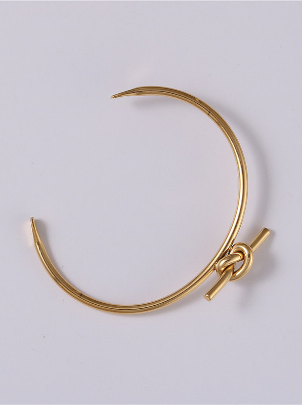 Titanium With Gold Plated Personality Tie a knot Free Size Bangles