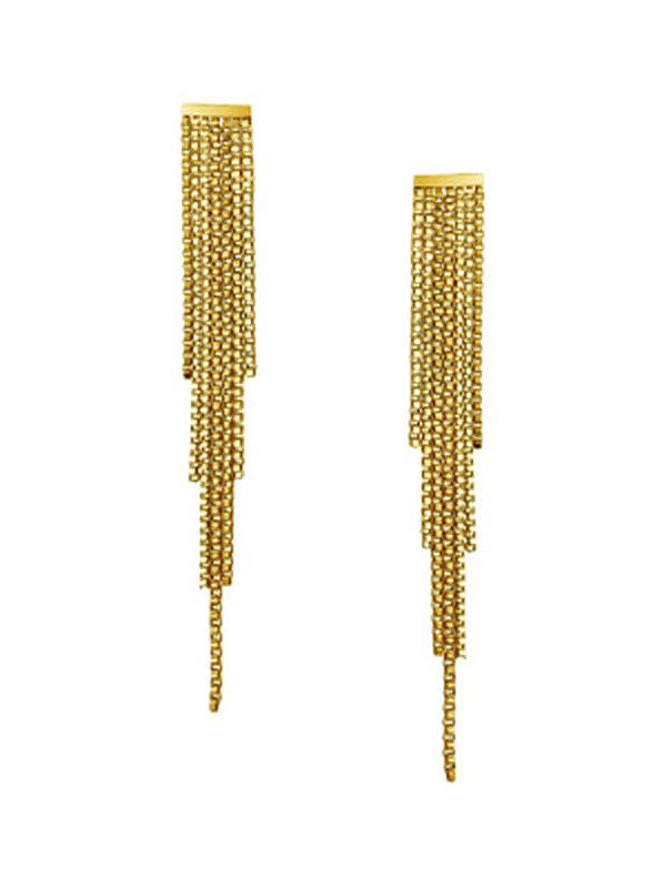 Titanium With Gold Plated Simplistic Chain Tassel Earrings