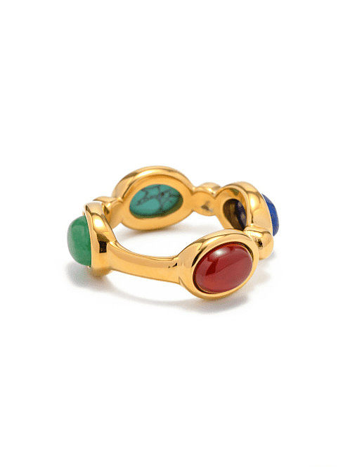 Stainless steel Natural Stone Geometric Vintage Rings