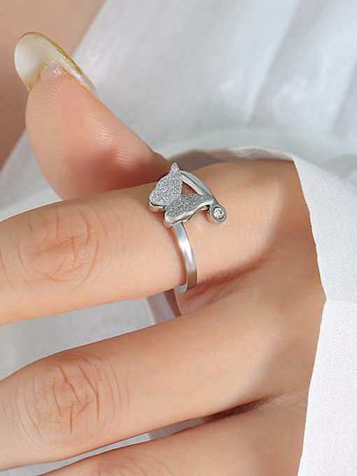 Conjunto de anillo y collar de aretes de mariposa minimalista de acero titanio