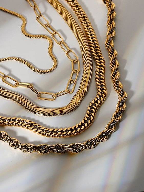 Kubanische Halskette mit geometrischem Trend aus Edelstahl