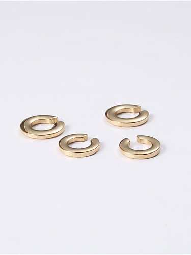 Titanium With Imitation Gold Plated Simplistic Irregular "C" Clip On Earrings