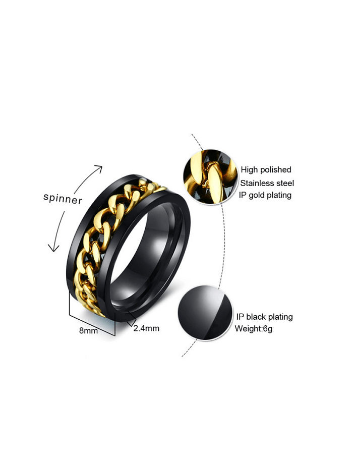 Titanium Steel Geometric Chain Minimalist Band Ring