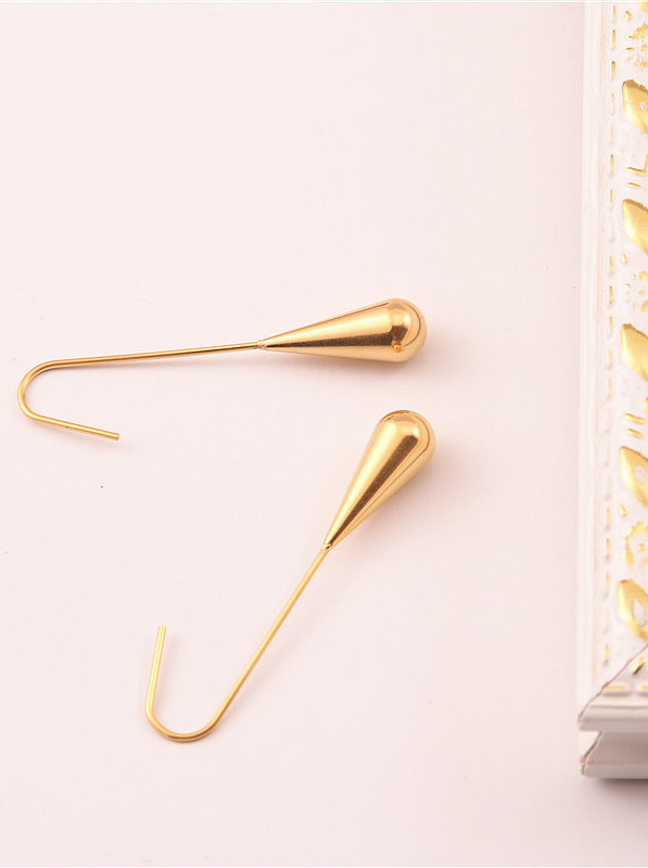 Boucles d'oreilles en titane avec crochet en forme de goutte d'eau simpliste plaqué or