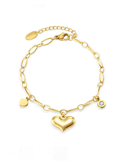 Bracelet à maillons minimalistes en forme de cœur en acier inoxydable