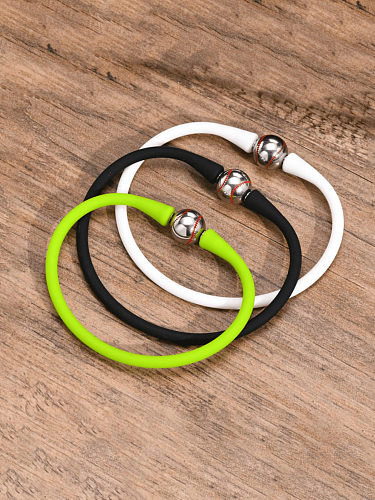 Bracelet minimaliste boule en cuir multicolore en acier inoxydable