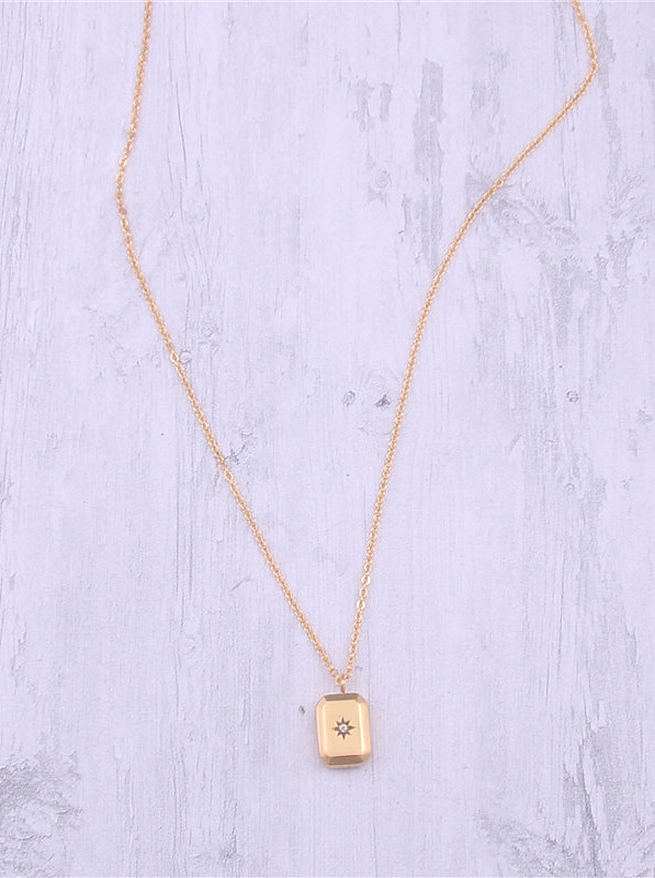 Titanium With Gold Plated Simplistic Smooth Geometric Necklaces