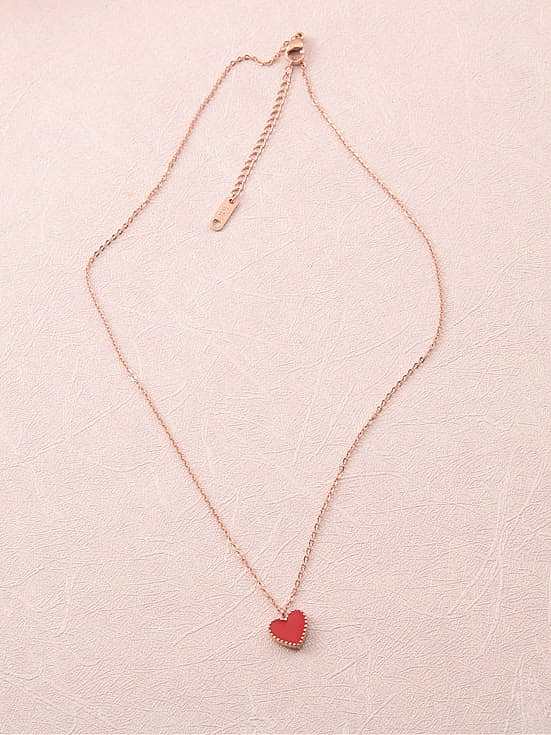 Titan Stahl Emaille Herz minimalistische Halskette