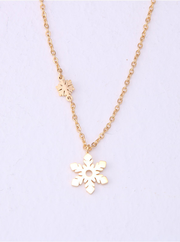 Titanium With Gold Plated Simplistic Snowflake Necklaces