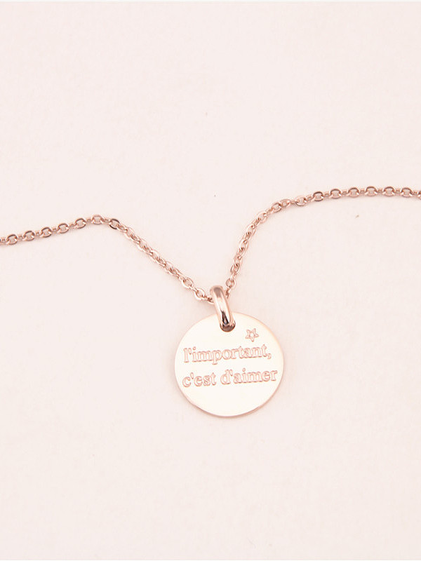 Round Pendant Rose Gold Plated Necklace