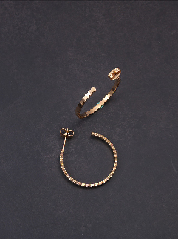 Titanium With Rose Gold Plated Simplistic Irregular Polygon Hoop Earrings