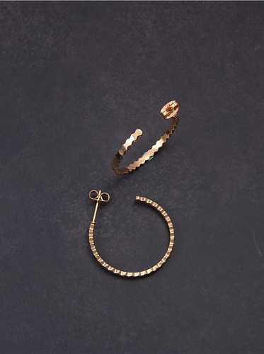 Titanium With Rose Gold Plated Simplistic Irregular Polygon Hoop Earrings