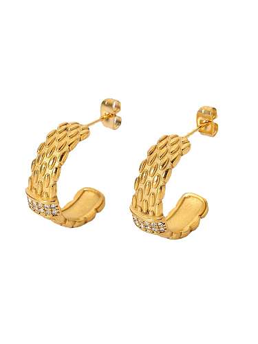 Boucle d'Oreille Tendance Géométrique Cubique Zircon Acier Inoxydable