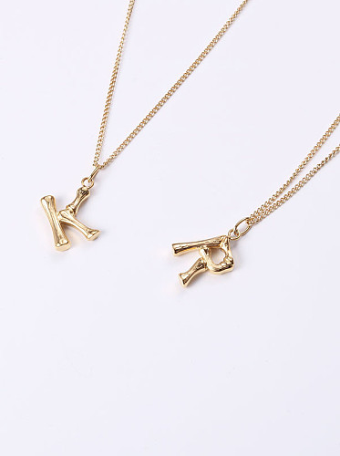 Titanium With Gold Plated Simplistic letter Necklaces
