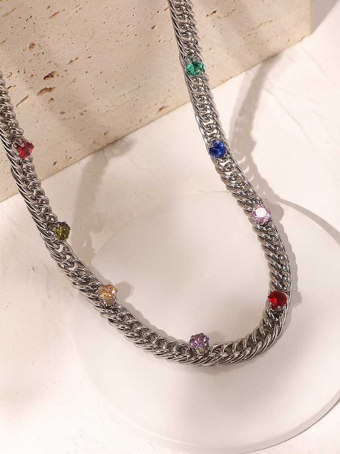 Stainless steel Cubic Zirconia Trend Cuban Necklace