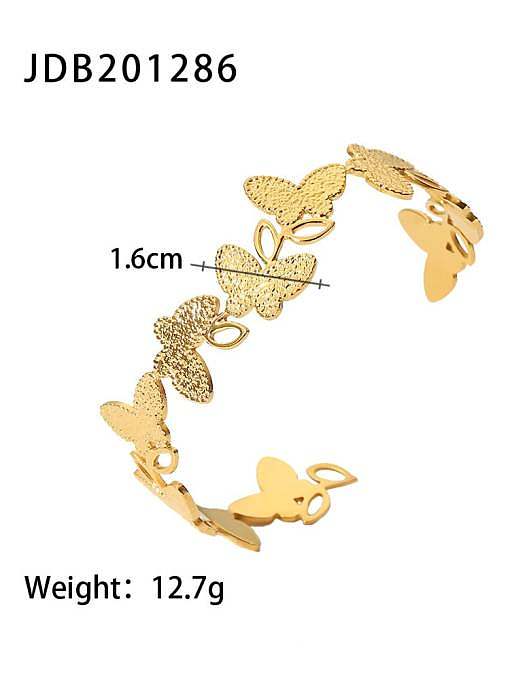 Bracelet Manchette Papillon Vintage en Acier Inoxydable