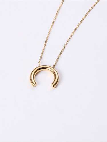 Titanium Smooth Moon Minimalist Necklaces