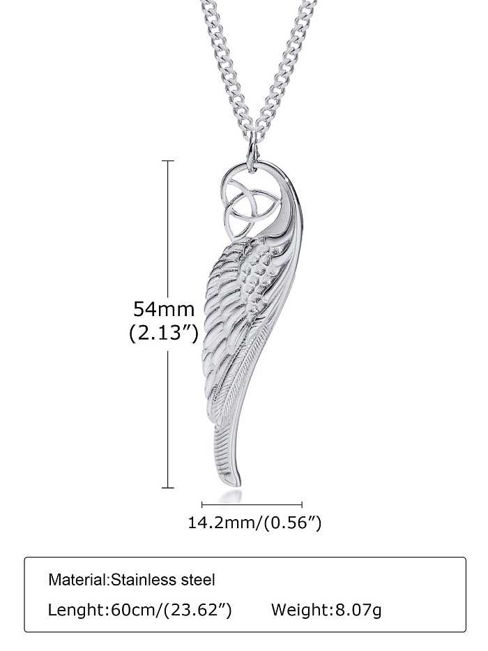 Stainless steel Feather Hip Hop Necklace