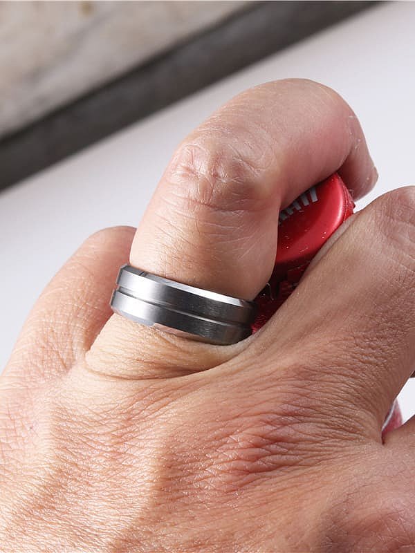 Titanium With Black Gun Plated Simplistic Round Band Rings
