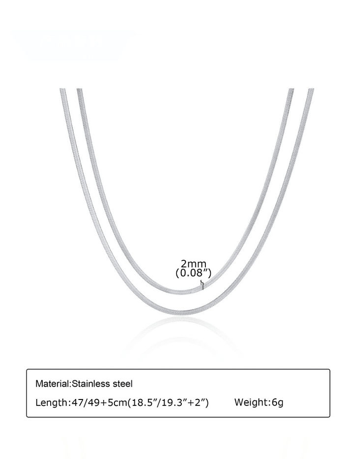 Collier multi-rangs minimaliste en acier inoxydable avec chaîne en os de serpent