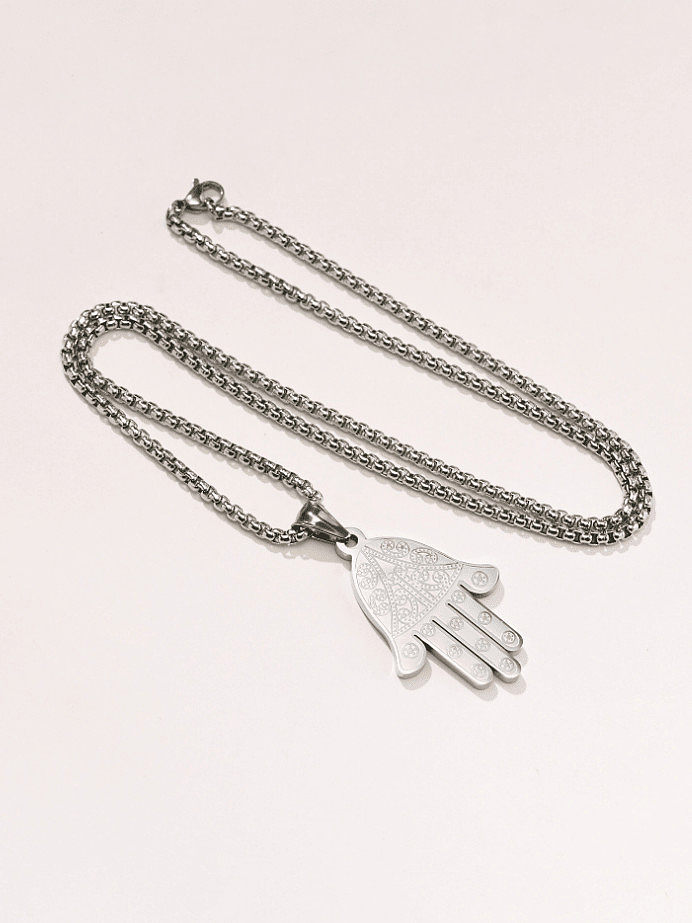 Titanium Steel Hip Hop Palm Pednat Necklace