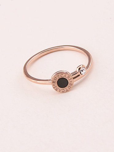 Black Agate Zircon Simple Ring