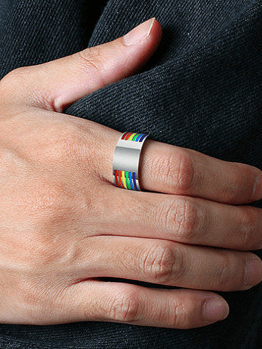 Stainless steel Enamel Geometric Minimalist Band Ring