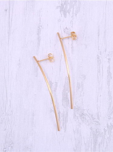 Boucles d'oreilles à enfiler à franges lisses simplistes en titane plaqué or