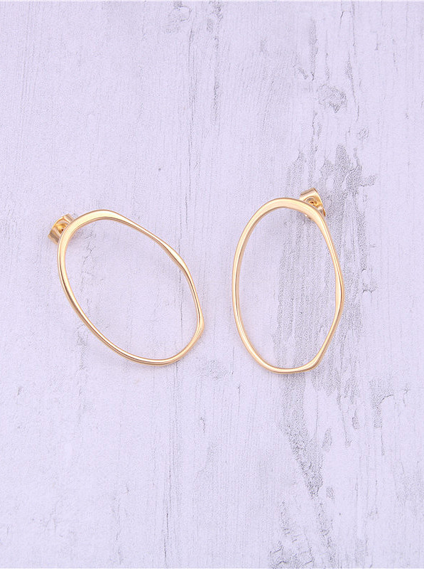 Titanium With Gold Plated Simplistic Hollow Geometric Round Hoop Earrings
