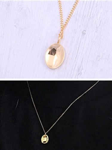 Titanium With Gold Plated Simplistic Smooth Geometric Necklaces