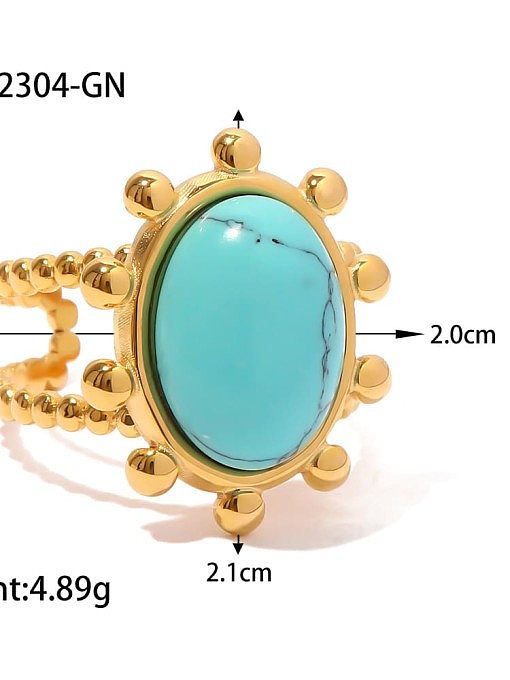 Stainless steel Turquoise Oval Vintage Midi Ring