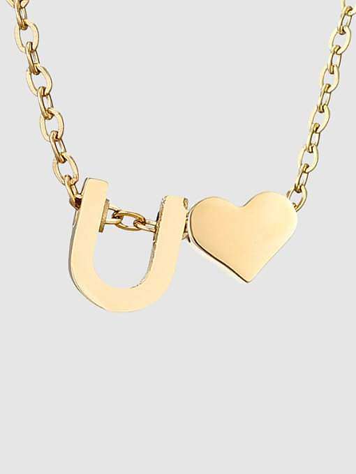 Stainless steel Letter Minimalist Heart Pendant Necklace