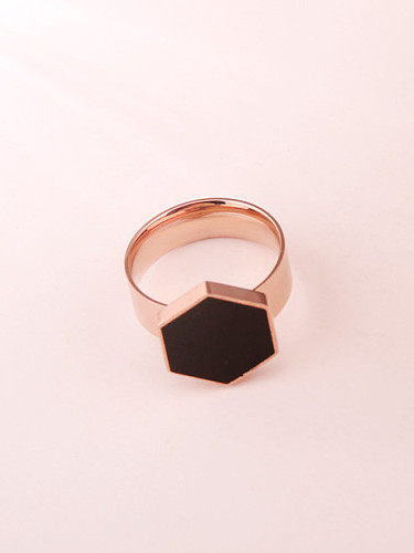 Black Glue Geometric Women Ring