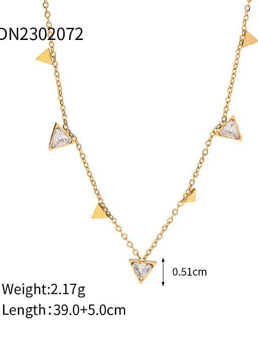 Stainless steel Cubic Zirconia Triangle Vintage Necklace