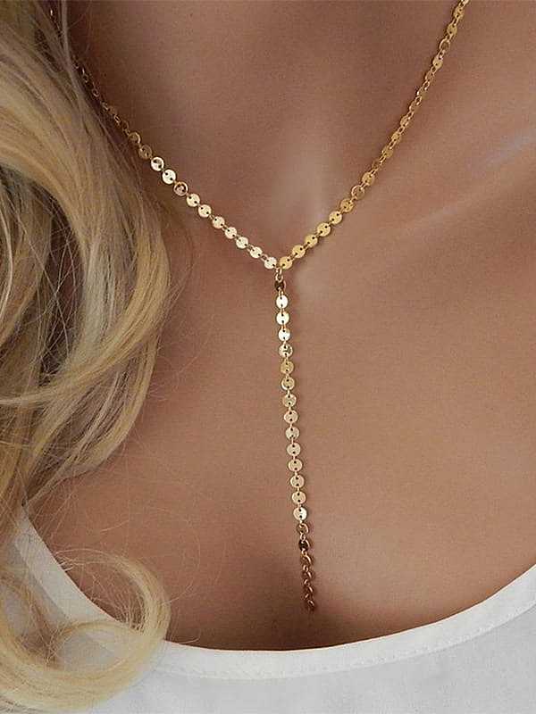 Unregelmäßige minimalistische Lariat-Halskette aus Edelstahl