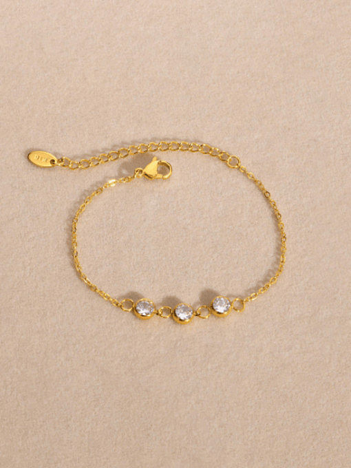 Stainless steel Rhinestone Geometric Minimalist Link Bracelet