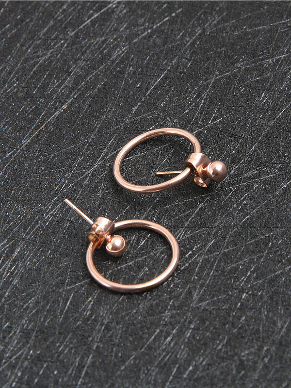 Fashion Circle Rose Gold Plated Stud Earrings